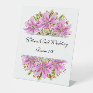 Pink Cosmos Diamond Bling Wedding Pedestal Sign