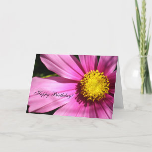 Pink Cosmos Flower Happy Birthday Card