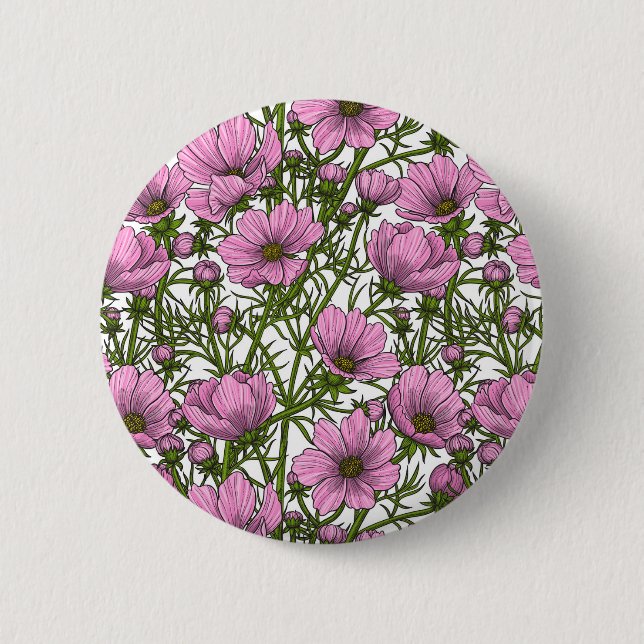 Pink Cosmos flowers 6 Cm Round Badge (Front)