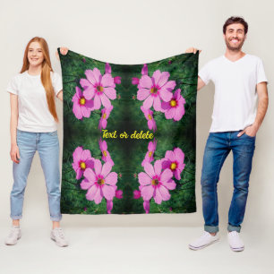 Pink Cosmos Flowers Abstract Personalised Fleece Blanket