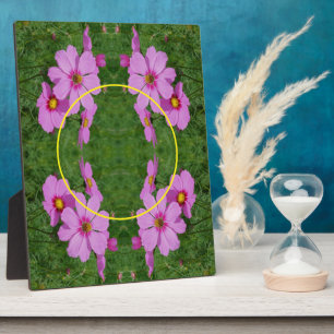 Pink Cosmos Flowers Add Your Photo Plaque