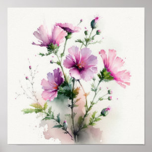 Pink Cosmos Flowers Art Print Poster