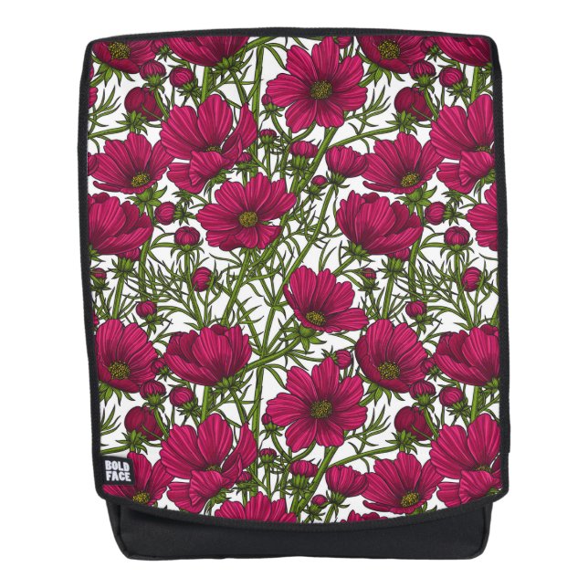 Pink Cosmos flowers Backpack (Front)