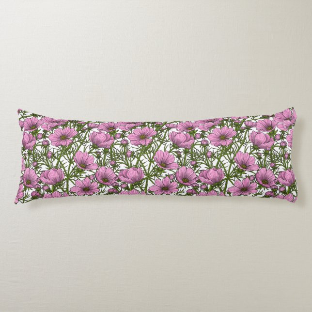 Pink Cosmos flowers Body Cushion (Front)