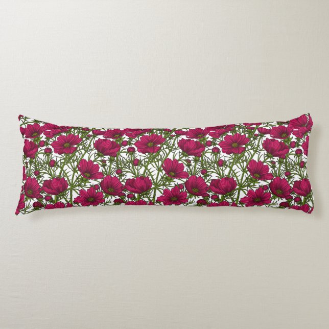 Pink Cosmos flowers Body Cushion (Front)