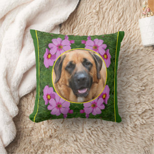 Pink Cosmos Flowers Create Your Own Photo Cushion