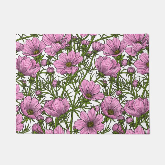 Pink Cosmos flowers Doormat (Front)