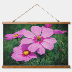 Pink Cosmos Flowers   Hanging Tapestry