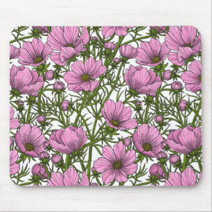 Pink Cosmos flowers Mouse Mat