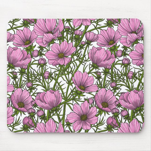 Pink Cosmos flowers Mouse Mat (Front)