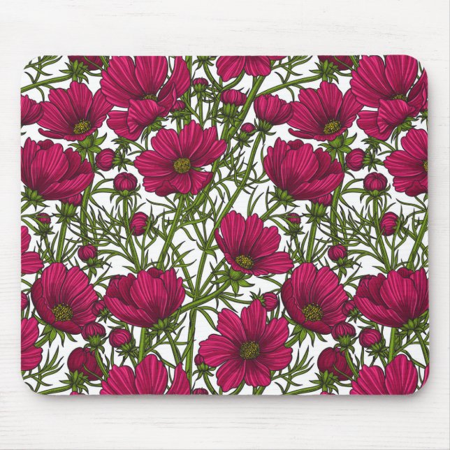Pink Cosmos flowers Mouse Mat (Front)