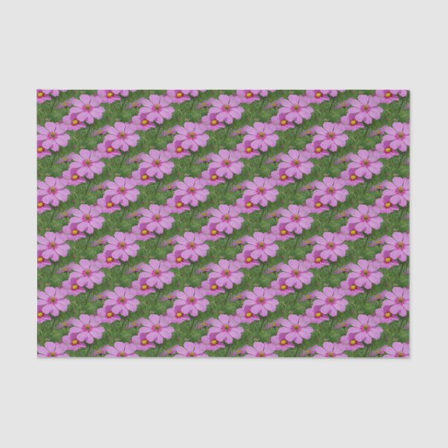 Pink Cosmos Flowers Nature Pattern Decoupage Tissue Paper (Front)