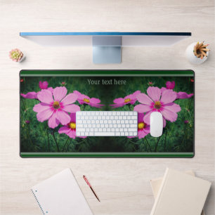 Pink Cosmos Flowers Nature Personalised Desk Mat