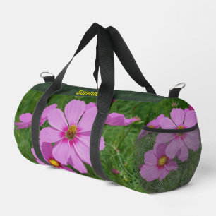 Pink Cosmos Flowers Nature Personalised   Duffle Bag