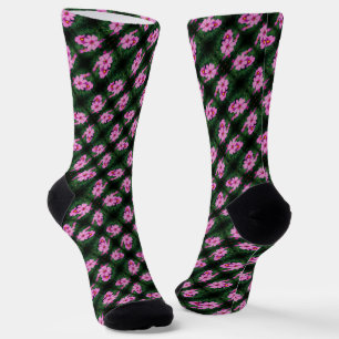 Pink Cosmos Flowers Pattern    Socks