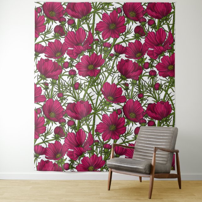 Pink Cosmos flowers Tapestry (In Situ)
