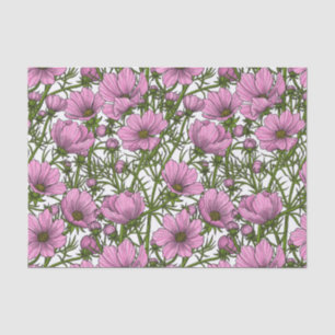 Pink Cosmos flowers Tissue Paper