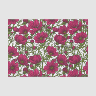 Pink Cosmos flowers Tissue Paper