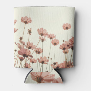 Pink cosmos: flowers white background. can cooler