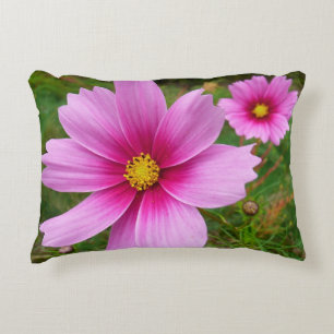 Pink Cosmos Flowers Wildflower Decorative Cushion