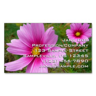 Pink Cosmos Flowers Wildflower Magnetic Business Card