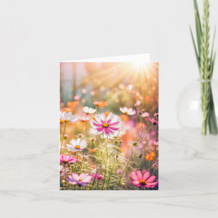 Pink Cosmos Garden For Sympathy Thank You Card