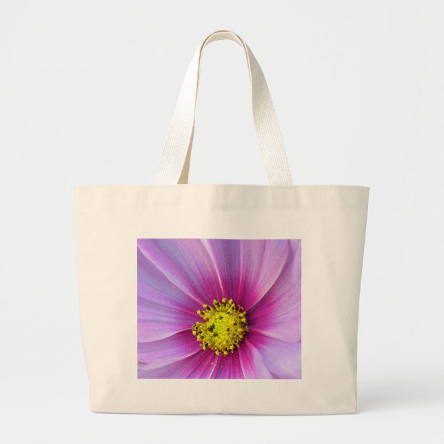 Pink Cosmos Large Tote Bag (Front)