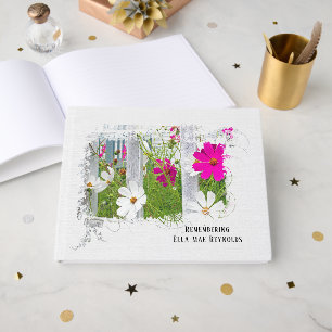 Pink Cosmos Memorial Service Guest Book