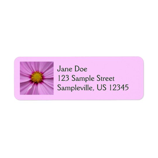 Pink Cosmos Pretty Wildflower Photography Return Address Label