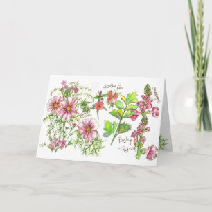 Pink Cosmos Snapdragon Journal Blank Note Card