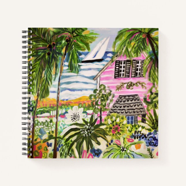 Pink Cottage by the Bay I Notebook (Front)