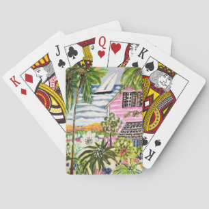 Pink Cottage by the Bay I Playing Cards