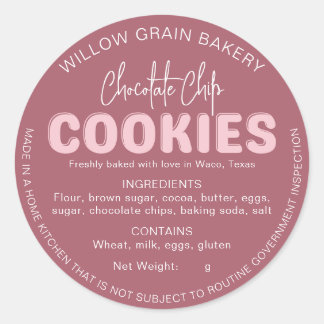 Pink Cottage Cookie Ingredient List Sticker