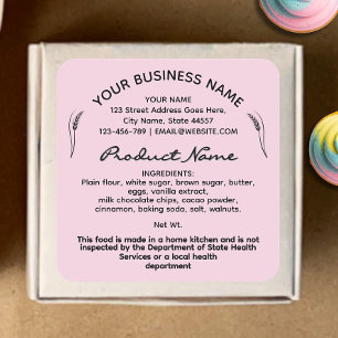 Pink Cottage Law Food label sticker