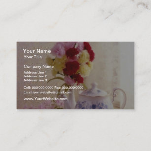 Pink Cottage tea set flowers Business Card