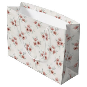 Pink Cottagecore Wildflowers Botanical Print Large Gift Bag