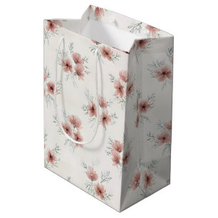 Pink Cottagecore Wildflowers Botanical Print Medium Gift Bag