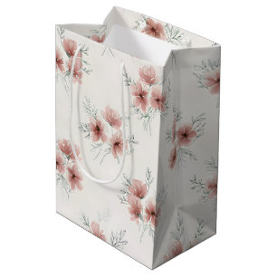 Pink Cottagecore Wildflowers Botanical Print Medium Gift Bag