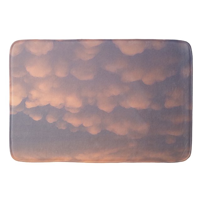 Pink Cotton Ball Clouds Bath Mat (Front)