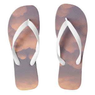 Pink Cotton Ball Clouds Flip Flops