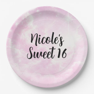 Pink Cotton Candy Clouds Starry Sky Birthday Party Paper Plate