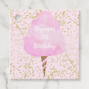Pink Cotton Candy & Gold Confetti Birthday Party Favour Tags