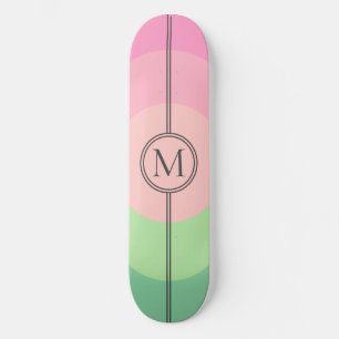 Pink Cotton Candy Mint Monogram Girly  Skateboard