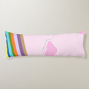 pink cotton candy skies with rainbow body cushion