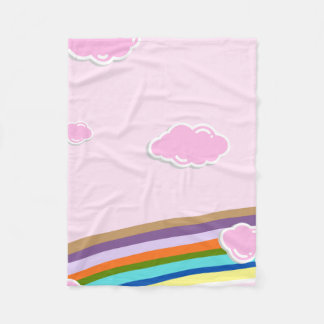 pink cotton candy skies with rainbow fleece blanket