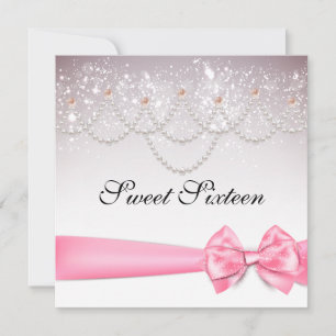 Pink Cotton Candy Sparkles Sweet Sixteen Invitation