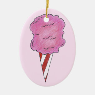 Pink Cotton Candy Spun Sugar Candyfloss Carnival Ceramic Tree Decoration