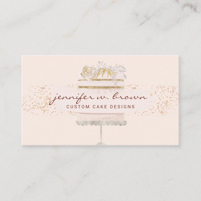 Pink counter service bakery cafe business card (Front)