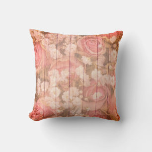 Pink Country Chic Roses Cushion