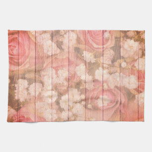 Pink Country Chic Roses Tea Towel